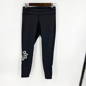 ✅ TITLE NINE BLACK FULL LEGGINGS WITH FLORAL‎ LEG SIZE X-SMALL
